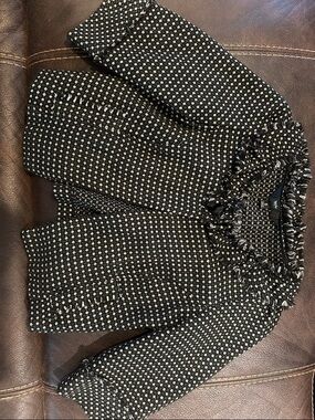 Mossimo Supply Co. Black and White Tweed Fringe Jacket